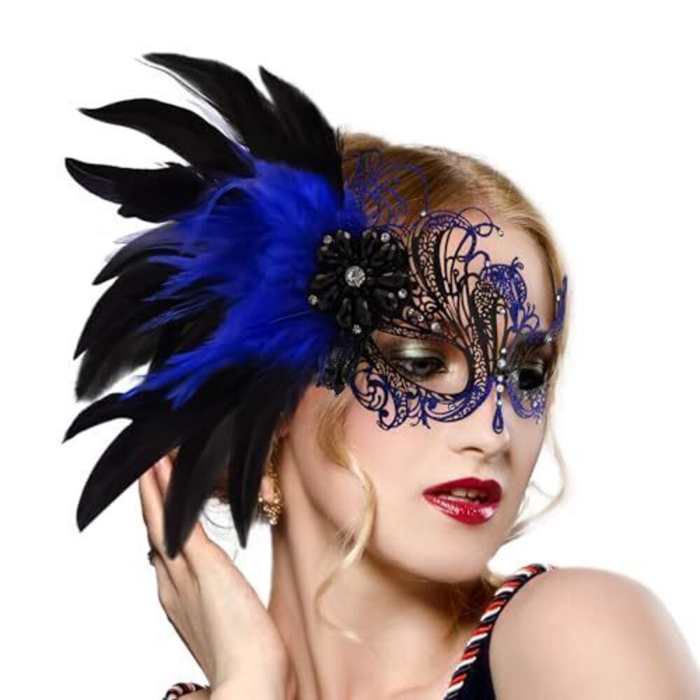 3713 Blue Masquerade Mask - Vintage Elegant Venetian Metal Eyemask 2026
